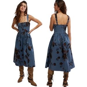 Free People Laters Baby Midi Dress Storm Combo XL